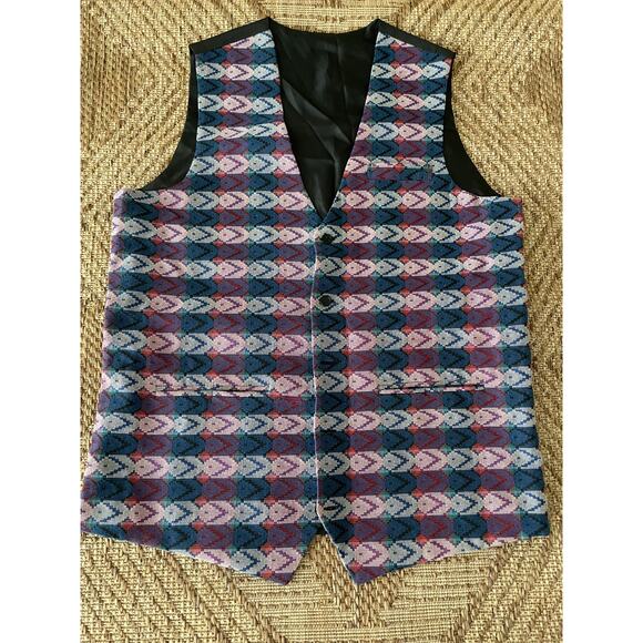 Boss multicolor patterned suit vest evening office formal - Picture 1 of 7